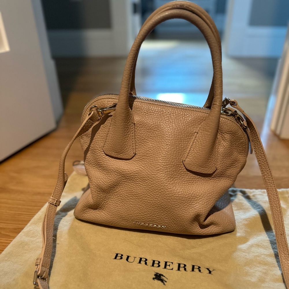 Burberry grain calf leather bowler bag in tan